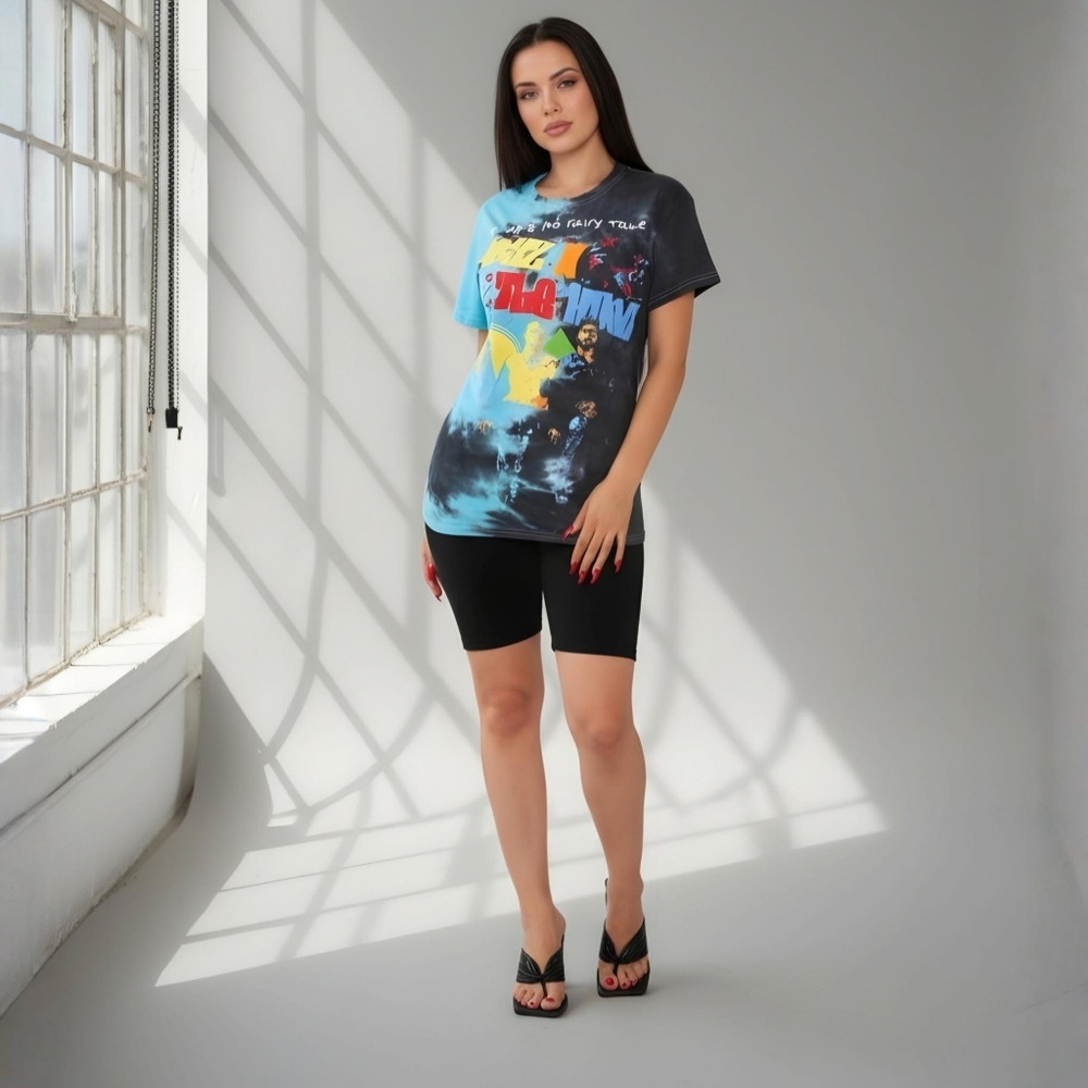 Fashion Nova ✦ Boyz N The Hood Tie Dye Tee ✦ Blue Black Crew Neck 90's NWT - Picture 3 of 10
